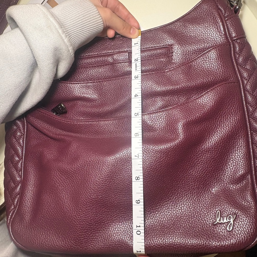 Lug Purple Shoulder Bag with Zipper & Braided Accents Matte Finish Women's Large - Picture 16 of 16